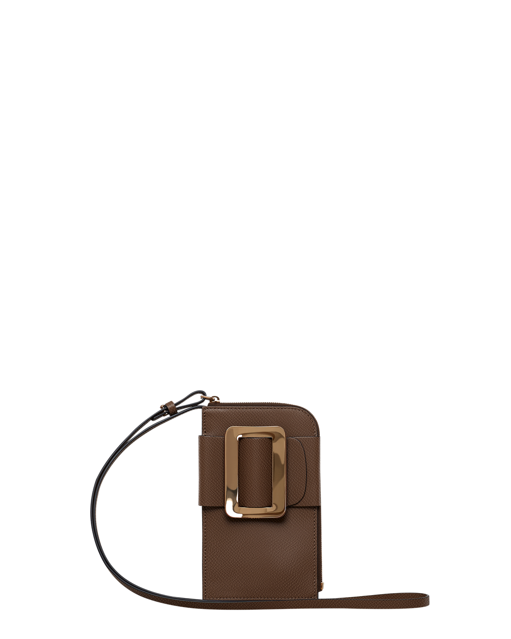 Boyy Buckle Colorblock Raffia & Leather Crossbody Phone Case In Brown